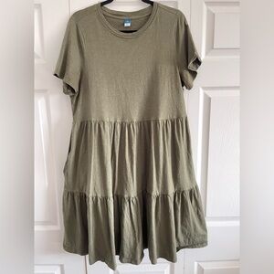 Old Navy Olive Green Tiered Dress